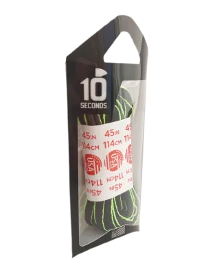 10 Seconds ® Athletic Oval Laces | Black/Neon Green Piping