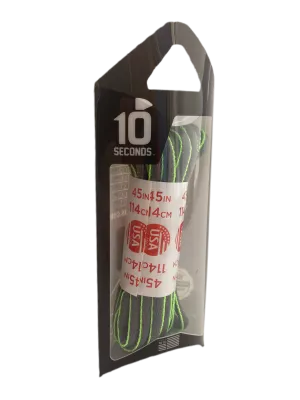 10 Seconds ® Athletic Oval Laces | Grey/Neon Green Piping