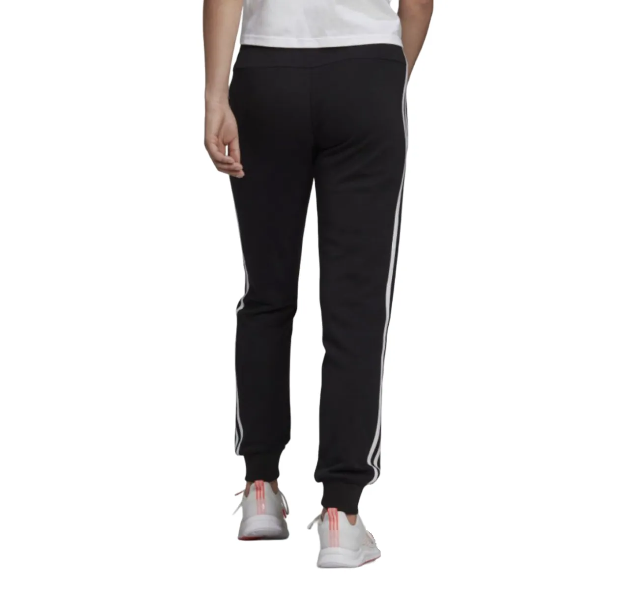 4 x Womens Adidas Essentials French Terry Logo 3-Stripes Black/ White Pants