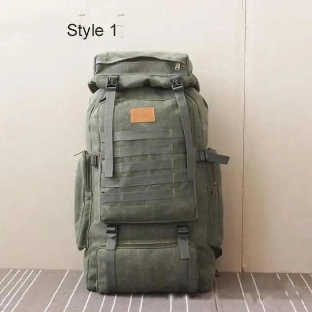 60L Large Tactical Canvas Backpack