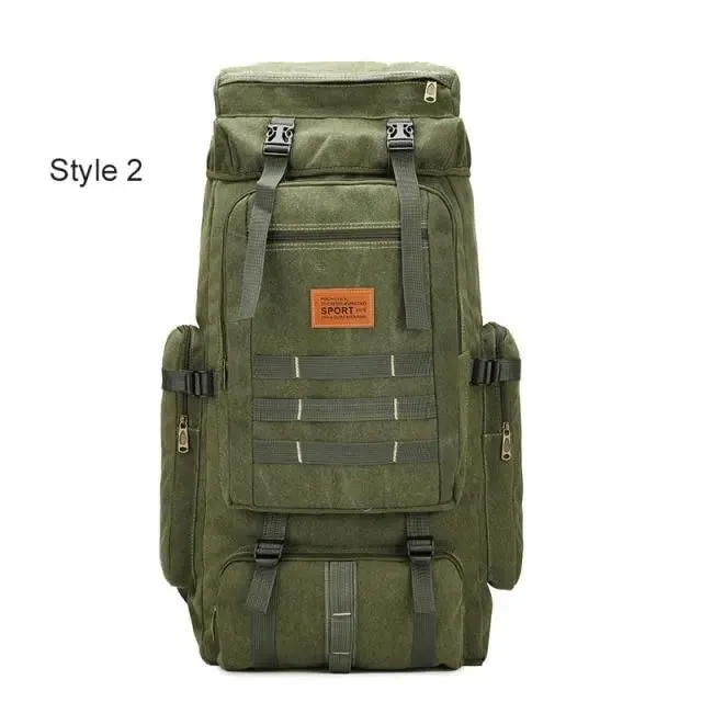 60L Large Tactical Canvas Backpack