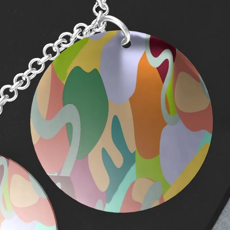 Abstract Wild Triple Silver Disk Pendant