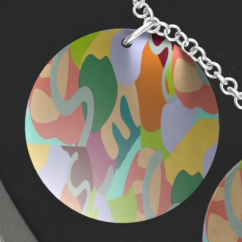 Abstract Wild Triple Silver Disk Pendant