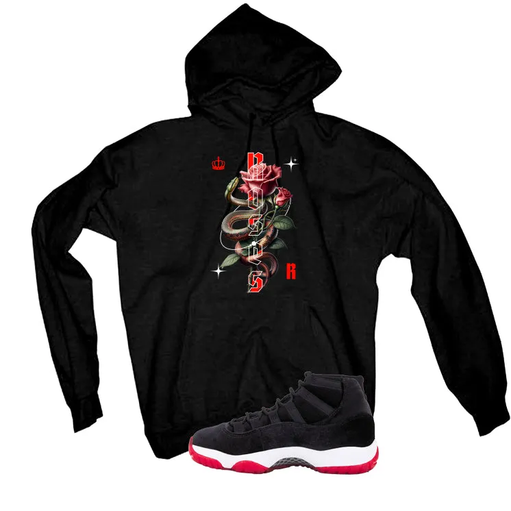 Air Jordan 11 Bred Velvet Black T-Shirt (SNAKE ROSES)| illcurrency