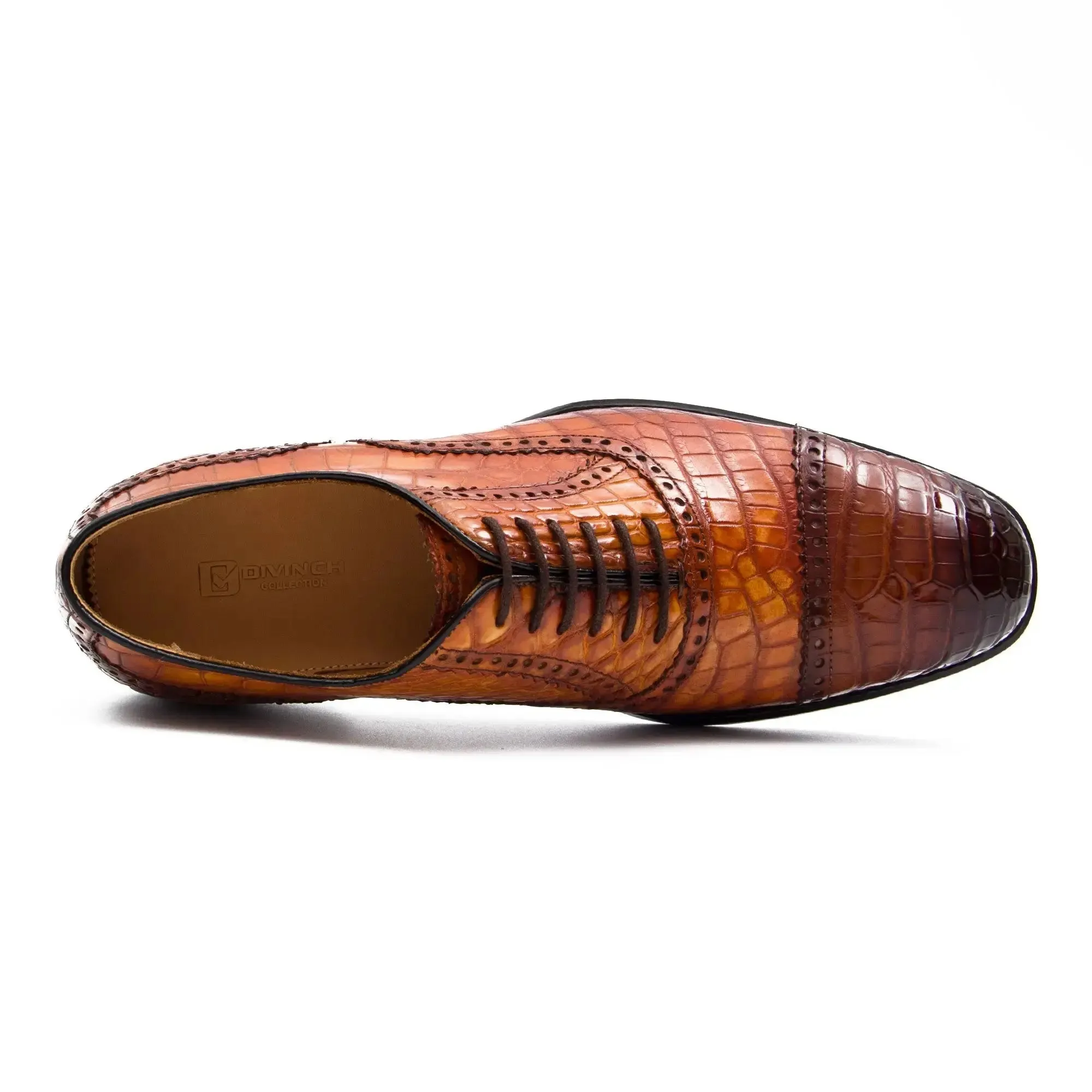 Alligator Skin Oxford Shoes Brown