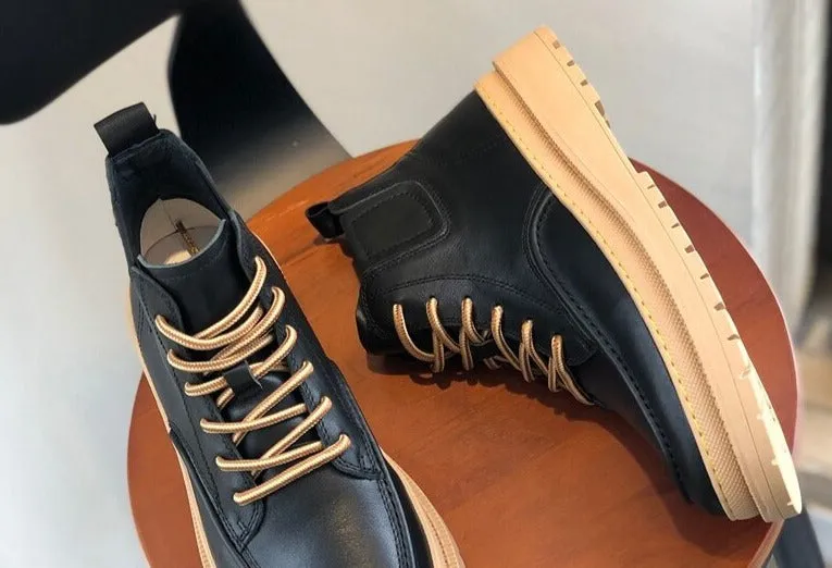 Amozae- Daechi Gum Sole Lace Up Boots