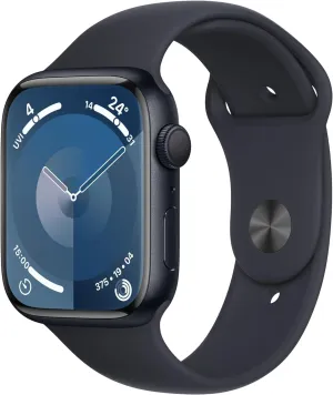 Apple Watch Series 9 GPS, 45mm Smartwatch - Midnight Aluminium Case with Midnight Sport Band (S/M)