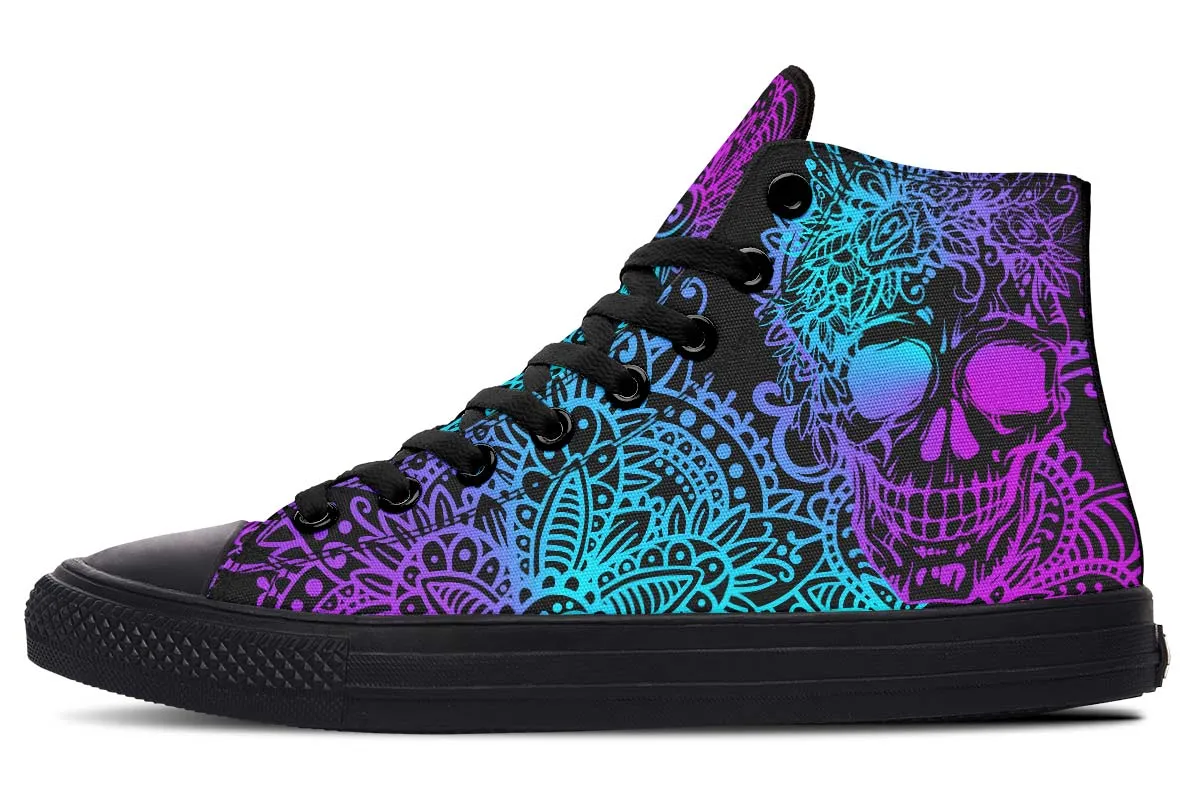 Aqua And Purple Color Merge Skull