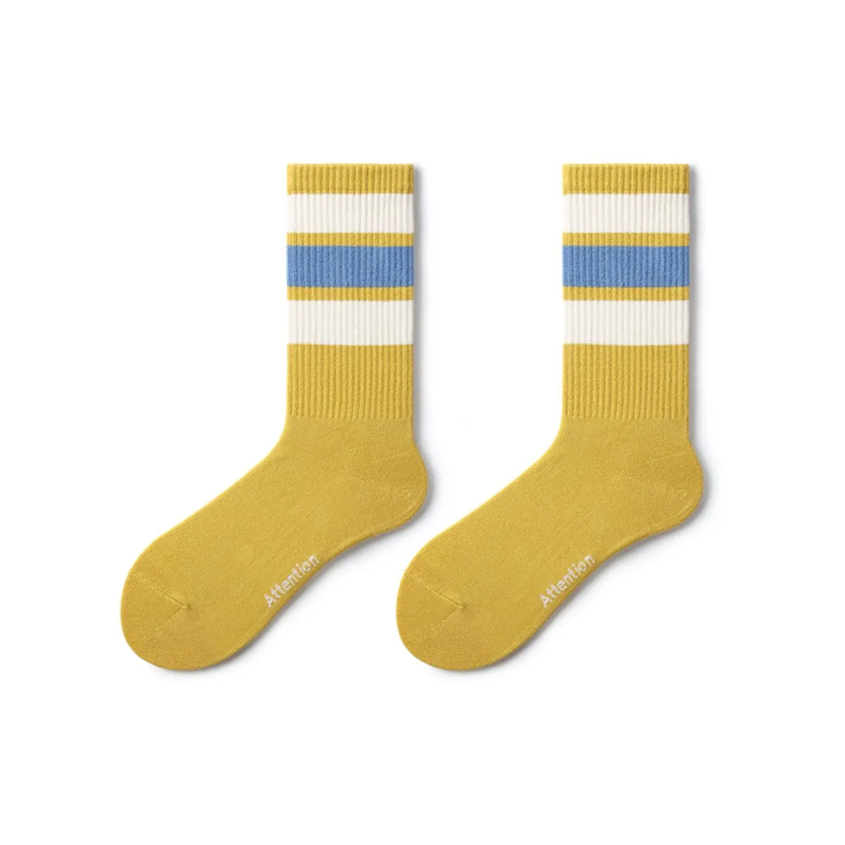 Attention Stripes All-season Unisex Active 5pcs Crew Socks Set