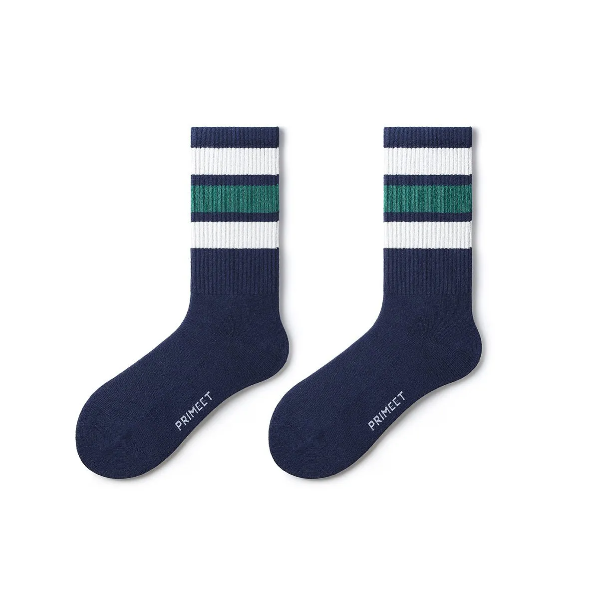 Attention Stripes All-season Unisex Active 5pcs Crew Socks Set