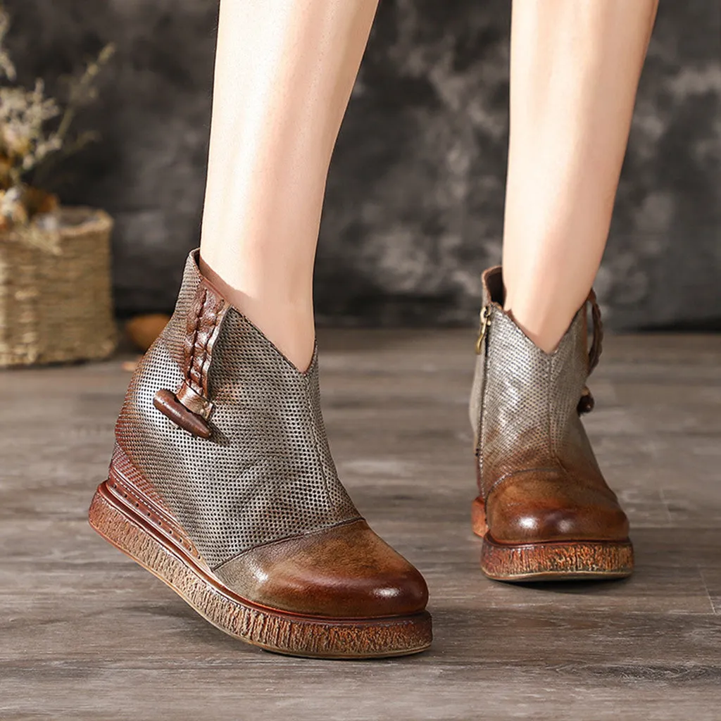 Autumn Winter Casual Leather Retro Thick Short Boots | Gift Shoes