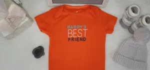 Baby Boy Onesie, Daddy's Best Friens Design Onesie,  Orange Onesie, 6 month Baby Boy Onesie, Baby shower Gift, Bodysuit, Unisex Bodysuit