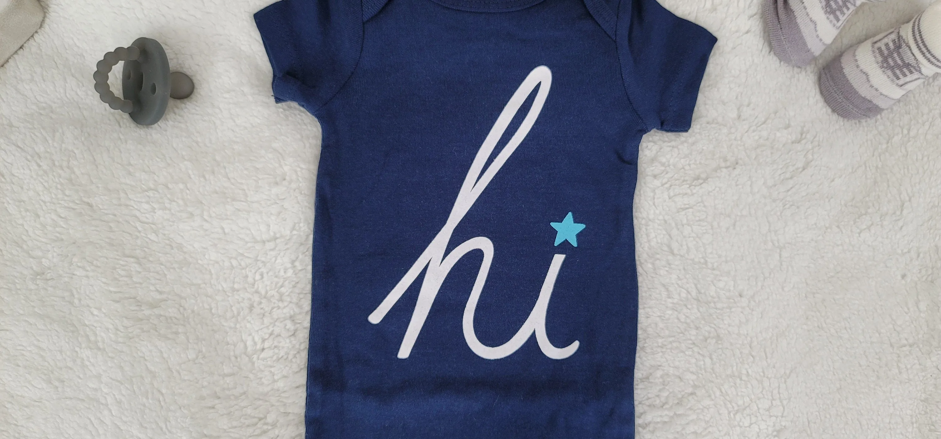 Baby Boy Onesie, Hi Design Onesie,  Blue Onesie, 6 month Baby Boy Onesie, Custom Onesie, Baby Bodysuit, Cute custom Design, Baby Bodysuit