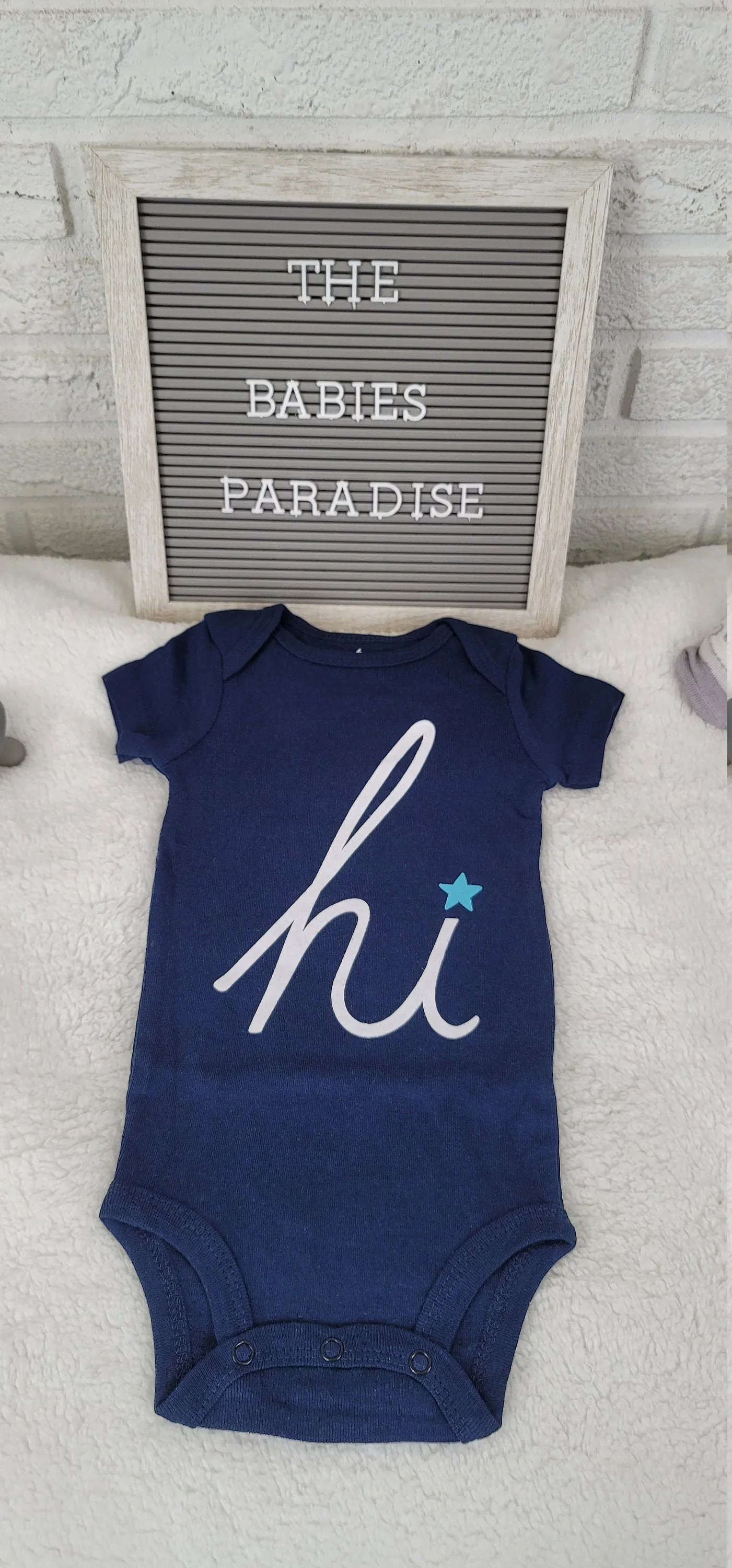 Baby Boy Onesie, Hi Design Onesie,  Blue Onesie, 6 month Baby Boy Onesie, Custom Onesie, Baby Bodysuit, Cute custom Design, Baby Bodysuit