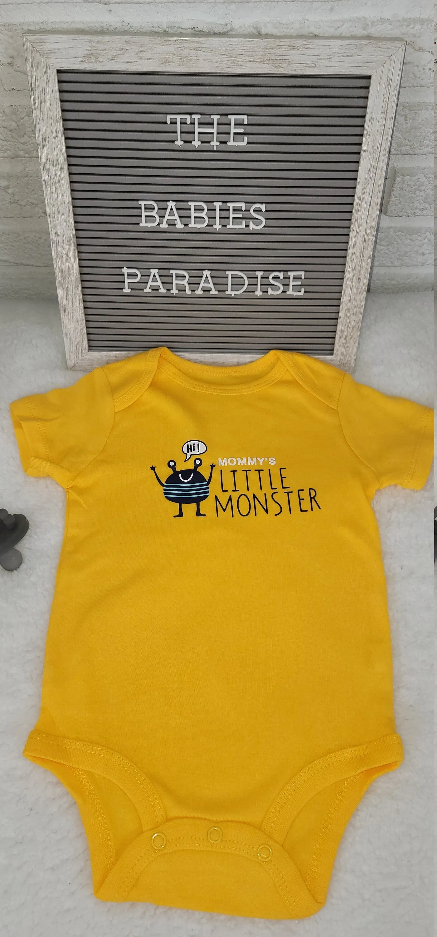 Baby Boy Onesie, Mommys Little Monster Design Onesie,  Yellow Onesie, 9 month Baby Boy Onesie, Trendy Bodysuit, Stylish Onesie, Baby Gift