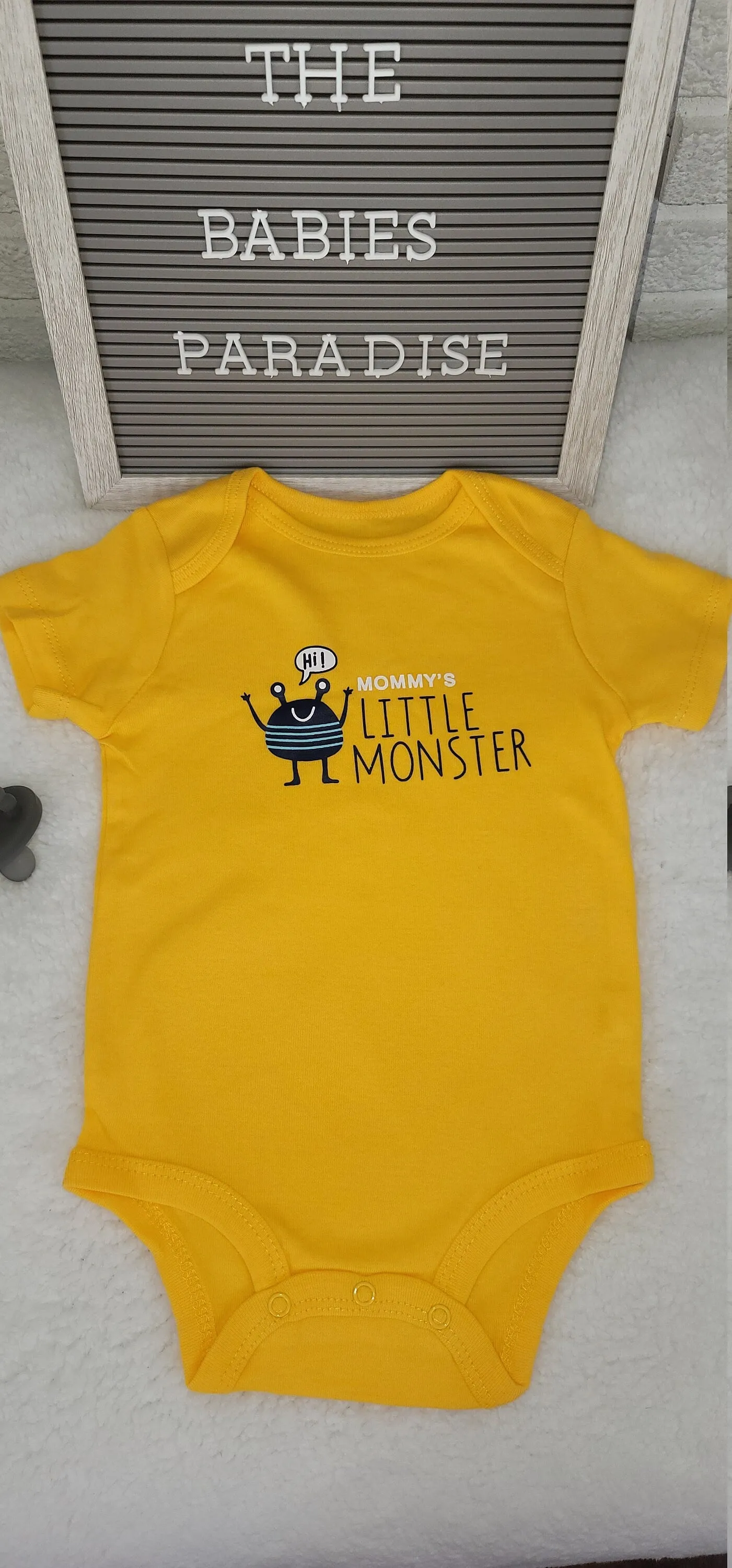 Baby Boy Onesie, Mommys Little Monster Design Onesie,  Yellow Onesie, 9 month Baby Boy Onesie, Trendy Bodysuit, Stylish Onesie, Baby Gift