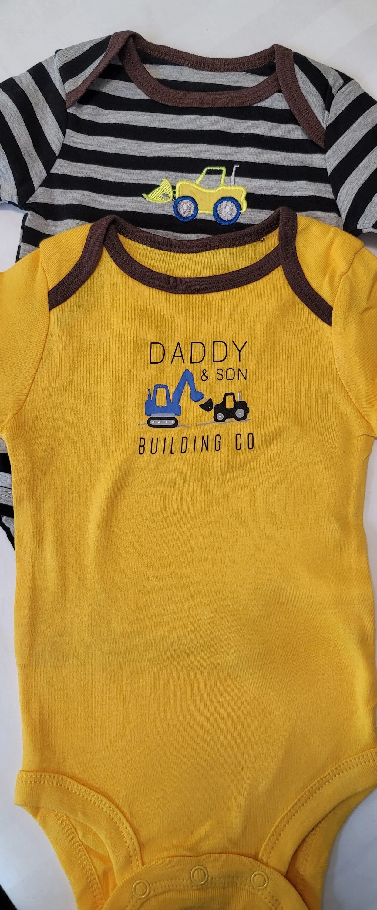 Baby Clothes 3pcs, Baby Boys Set 6 and 12 months, Baby Clothes Tunka Truck, Baby Clothes Daddy Son, Boys Yellow Onesie, Gift Set, Baby Gift