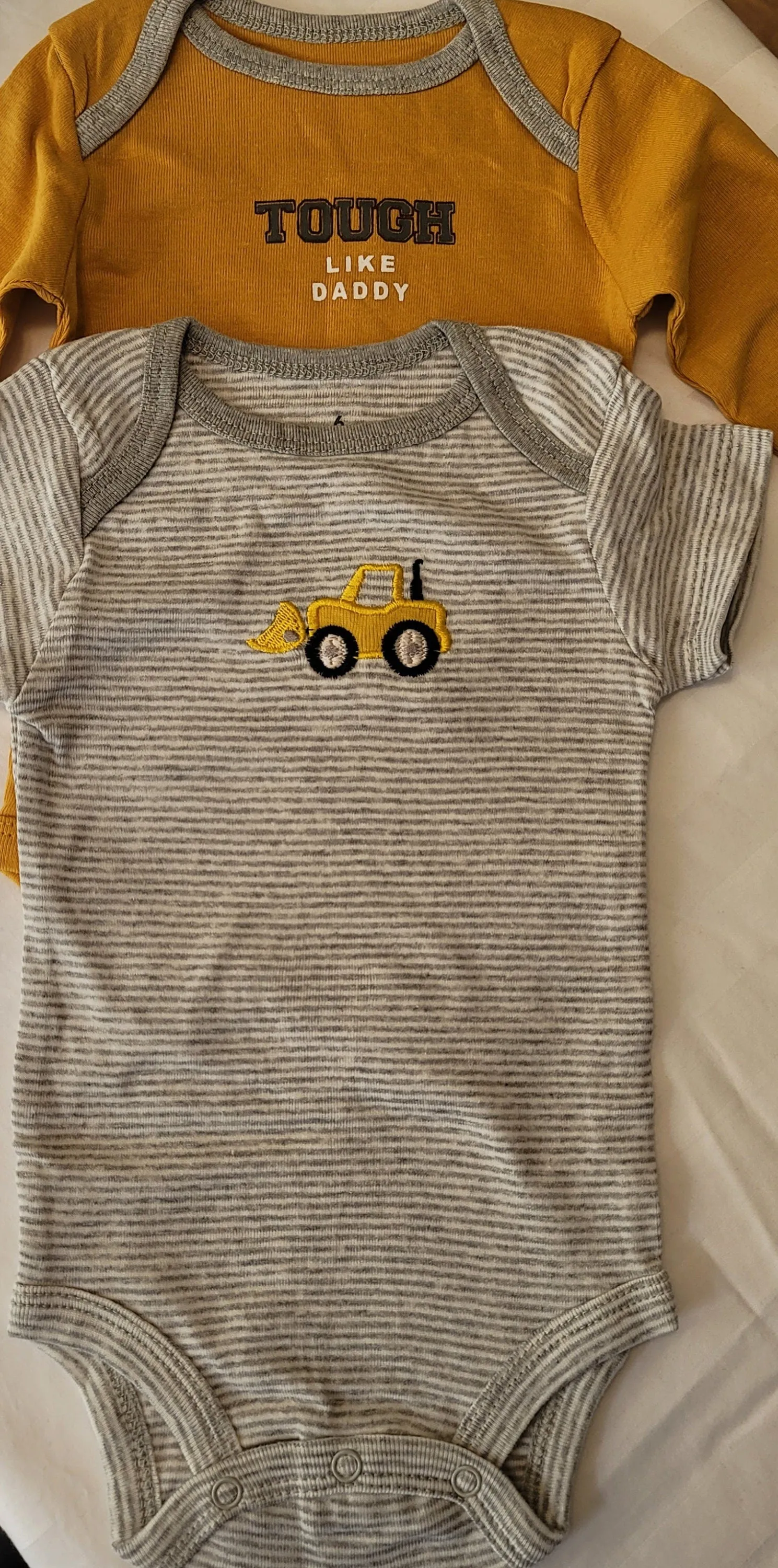 Baby Clothes 3pcs, Baby Boys Set 6 and 12 months, Baby Clothes Tunka Truck, Tough Like Daddy Onesie, GrayWhite Stripes, Gift Set,Custom gift