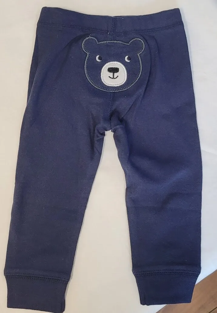 Baby Clothes 3pcs, Baby Boys Set 6 months, Baby Clothes Bear, HandsomeOnesie, Baby Boys Set, GrayWhite Stripes Onesie, BearPattern,BluePants