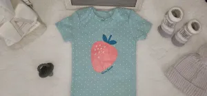 Baby Girl Onesie, Strawberry Design Onesie,  White Dots Onesie, 12 month Baby Girl Onesie