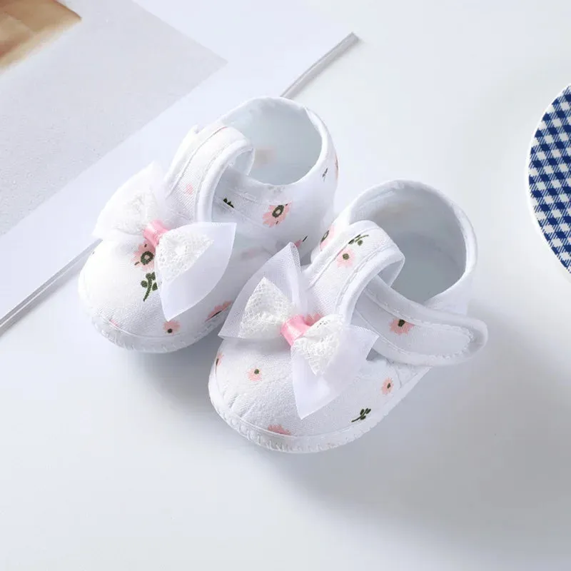 Baby Girl Shoes Cute Floral Bow First Walkers Soft Sole Crib Newborn Toddler Shoe Infant Baby Girls Shoes