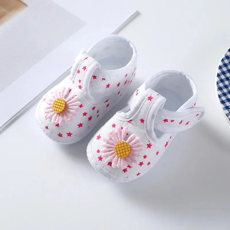 Baby Girl Shoes Cute Floral Bow First Walkers Soft Sole Crib Newborn Toddler Shoe Infant Baby Girls Shoes