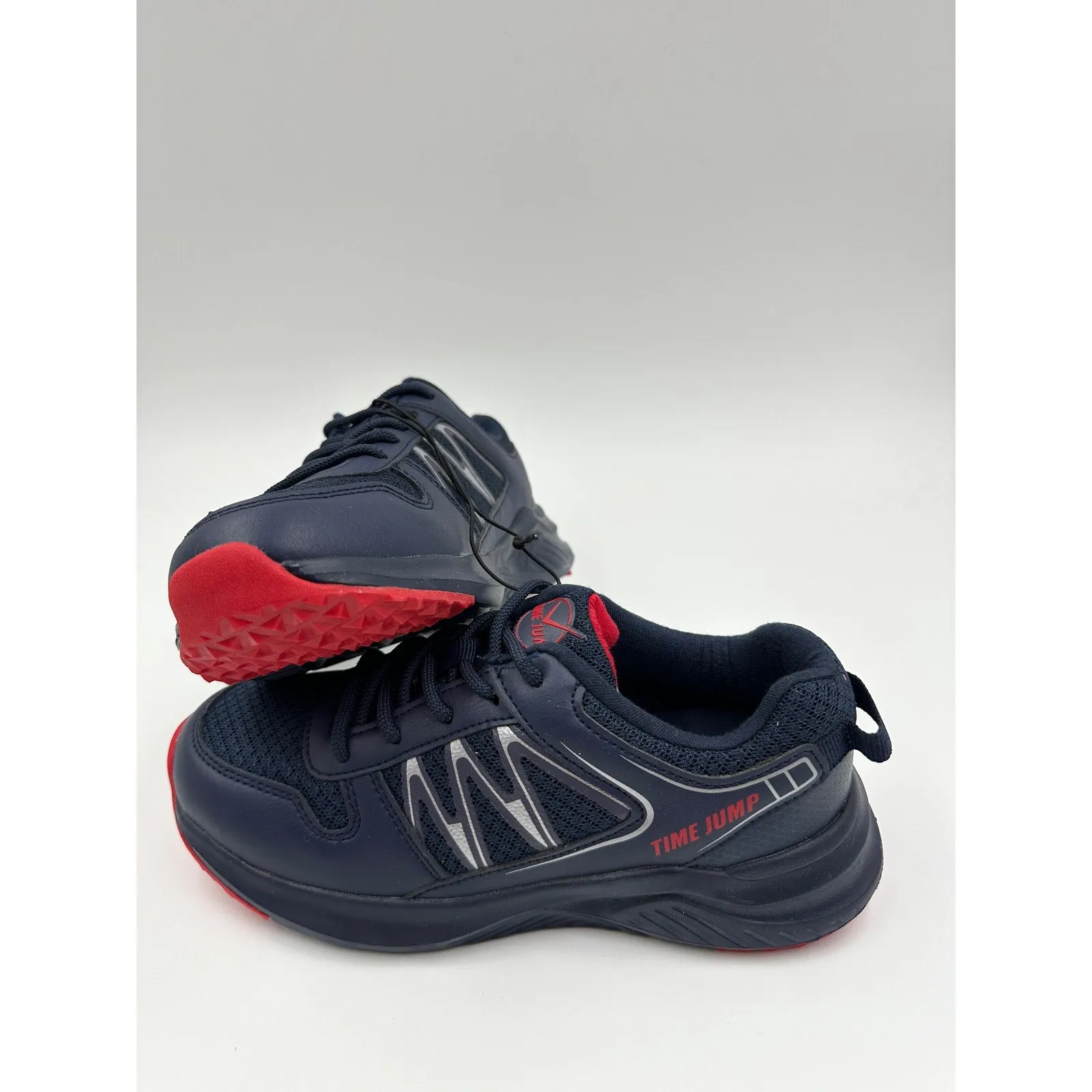 Big Kid/Youth Size 2, Blue & Red Sneakers with Thick Sole for Ultimate Support