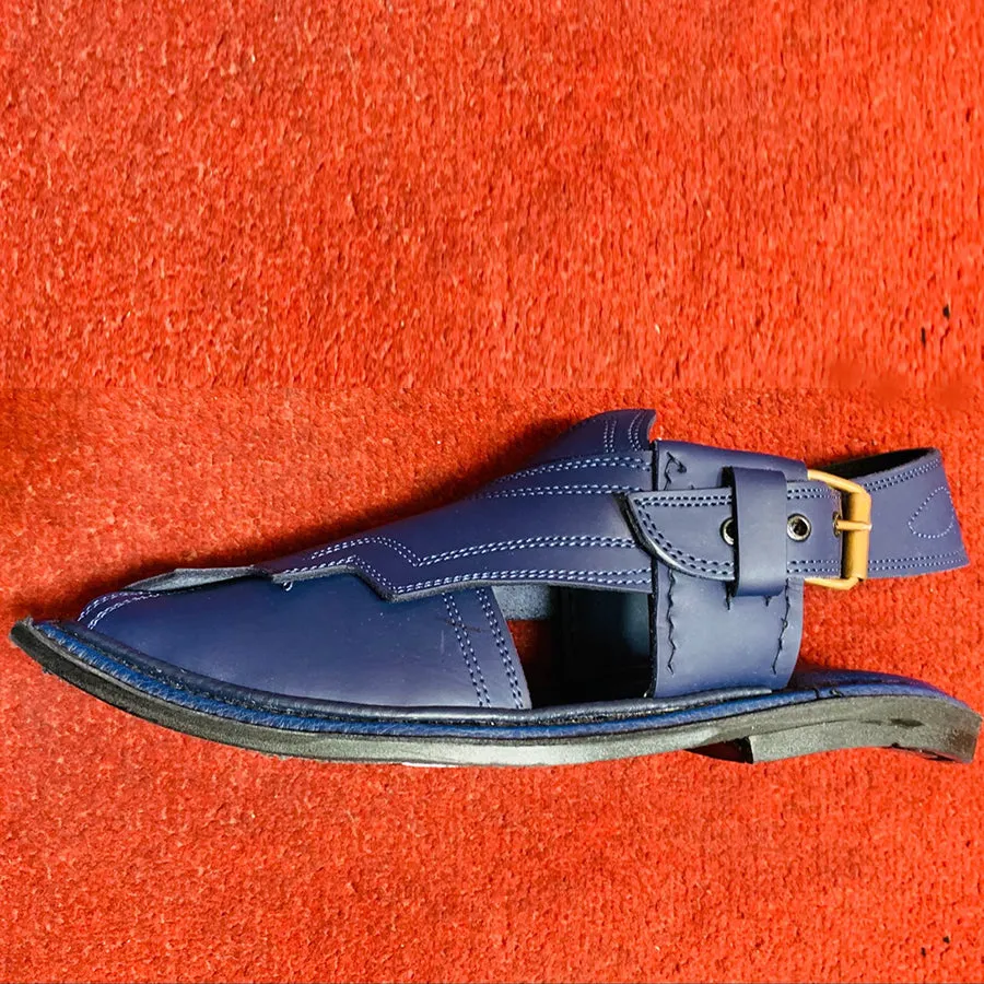 Blue Handmade Traditional Peshawar Men's Chappal