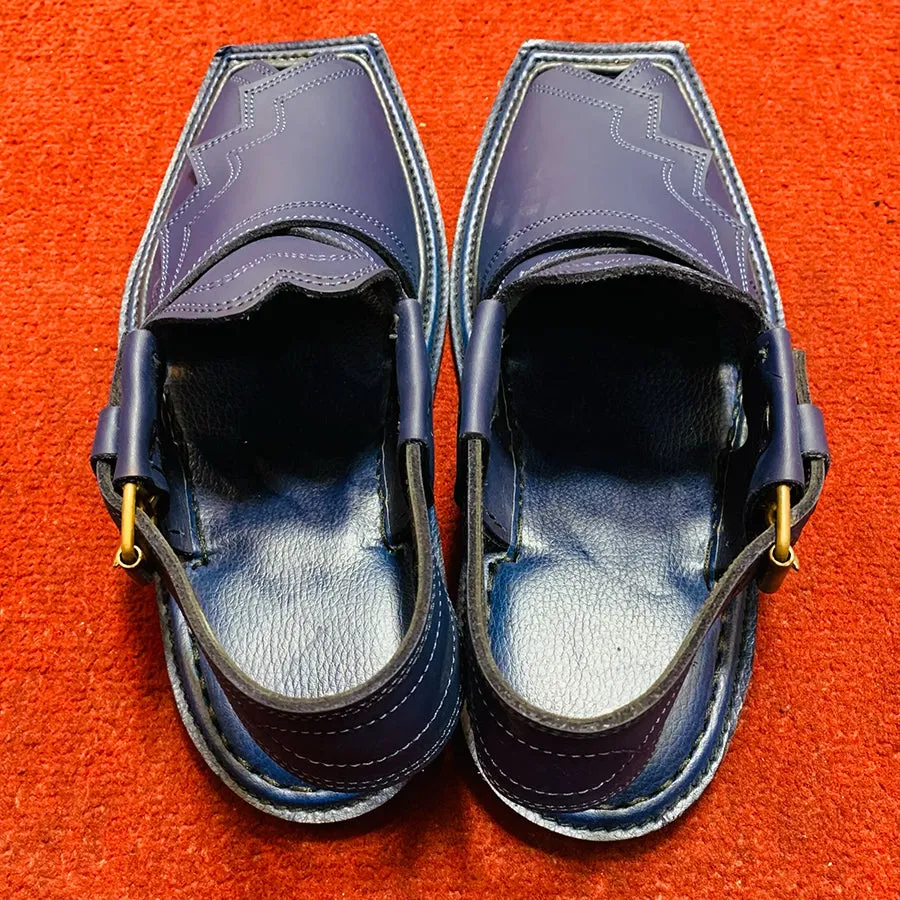 Blue Handmade Traditional Peshawar Men's Chappal