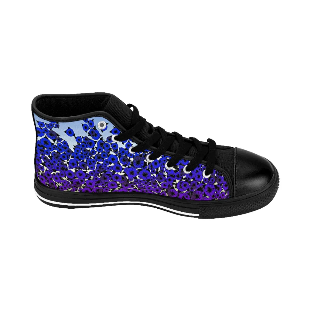 Blue Violet Flowers Women's High-top Sneakers