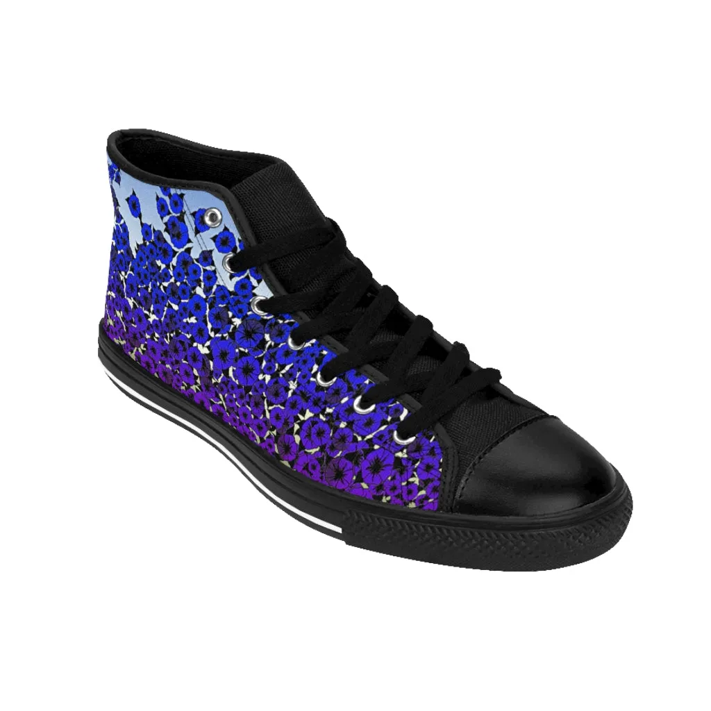 Blue Violet Flowers Women's High-top Sneakers