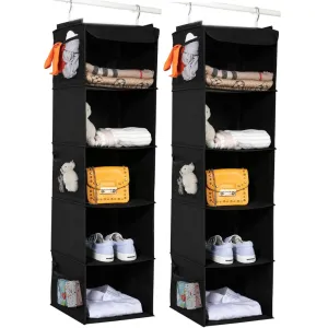 Blushbees® 2-Pack 5-Shelf Hanging Closet Organizer - Black