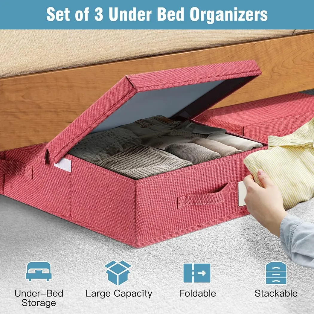 Blushbees® 3-Pack Large Under Bed Storage with Lids - Red