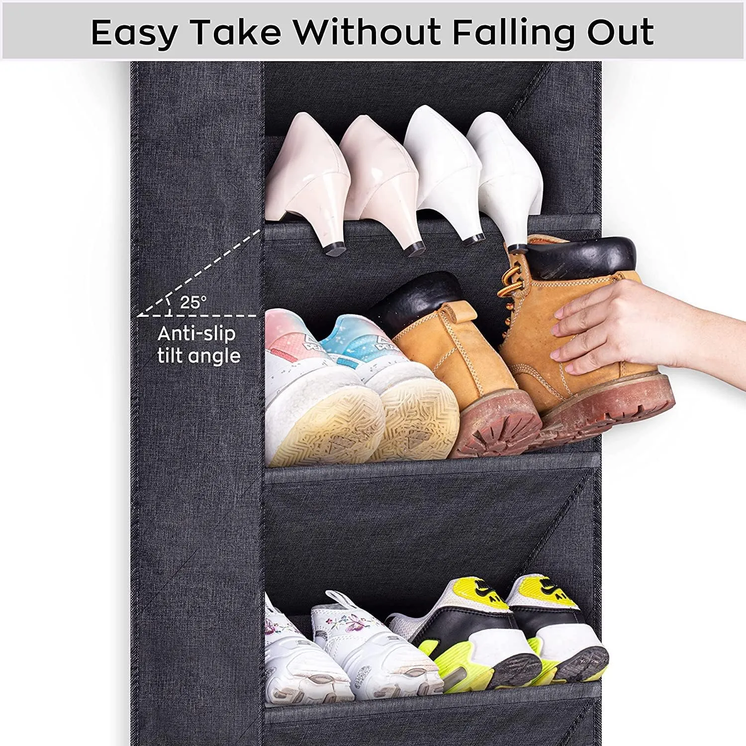 Blushbees® Over-the-Door Shoe Organizer - Black, Large Pockets