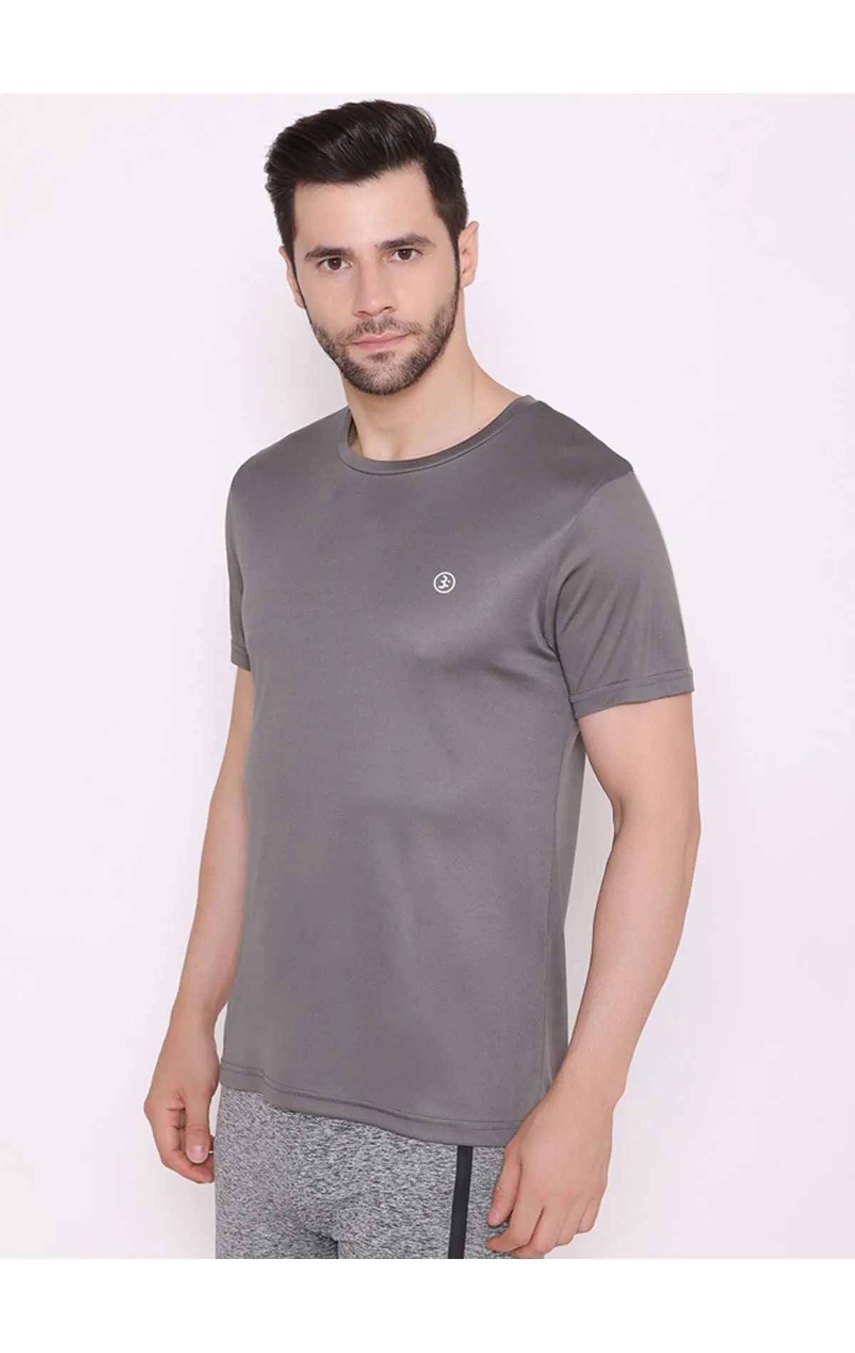 Bodyactive Round Neck Half Sleeve T-Shirt for Men -TS26-DGREY