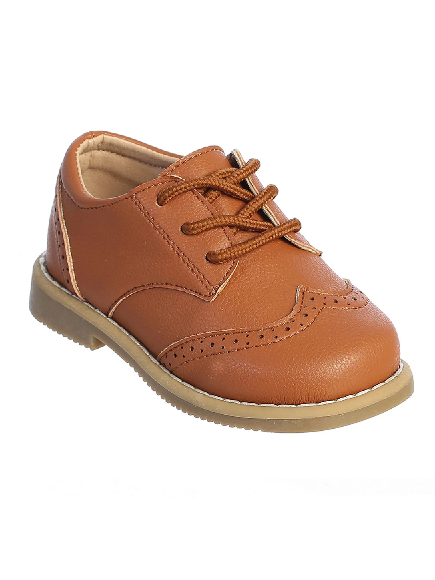 Boys Camel Matte Wing Tip Dress Shoes 1 Baby-8 Toddler