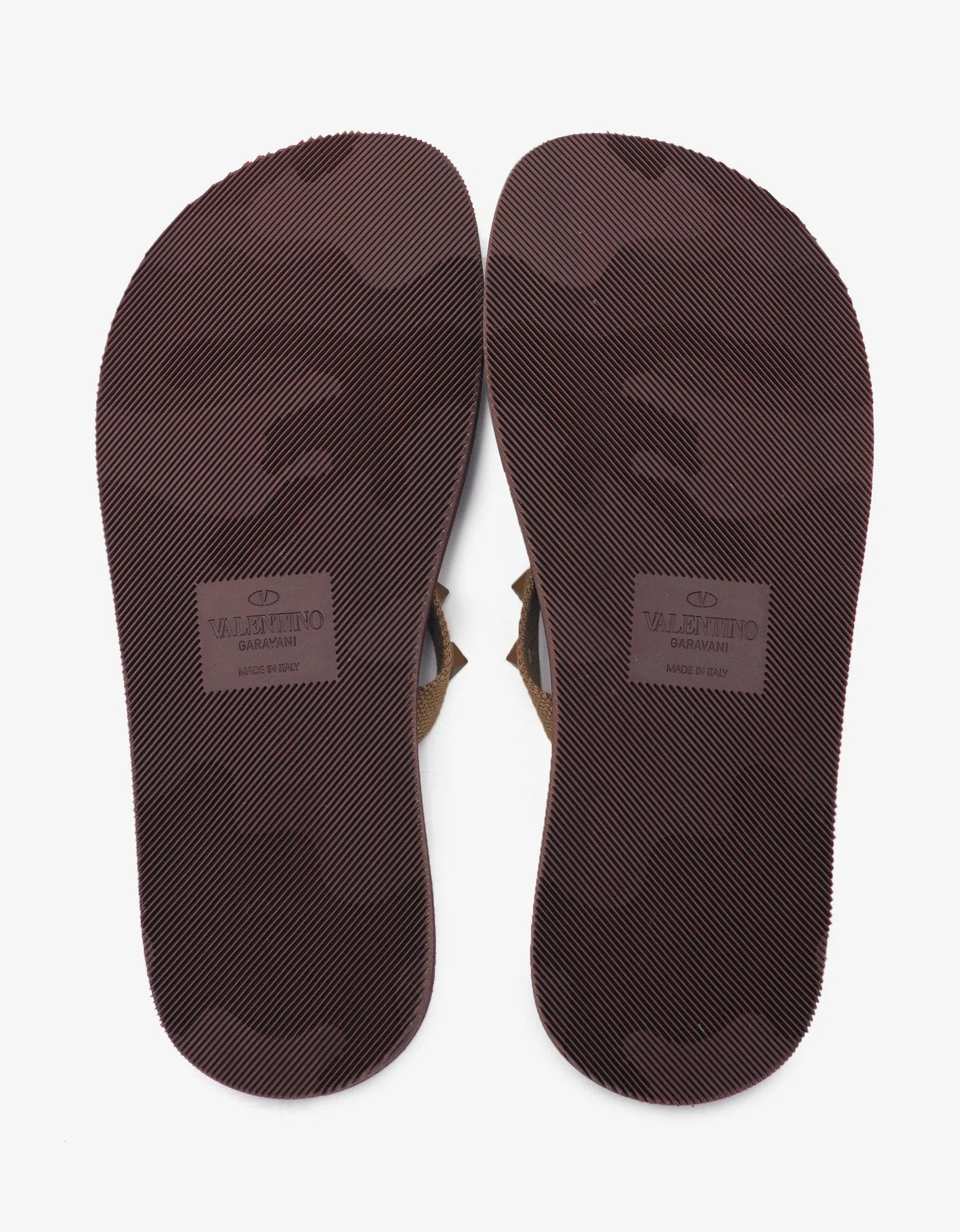 Burgundy & Tan Rockstud Flip Flops