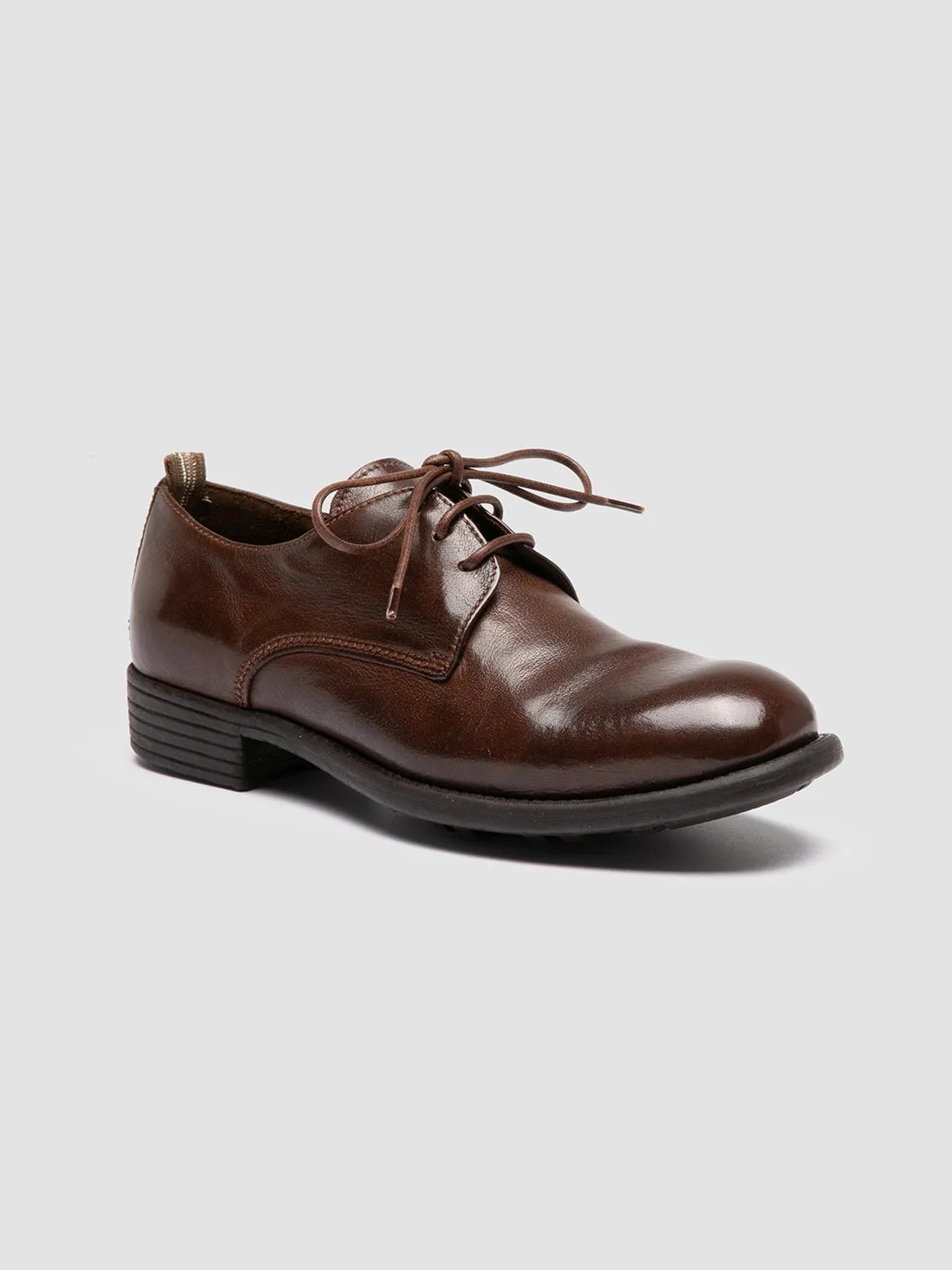 CALIXTE 068 - Brown Leather Derby Shoes