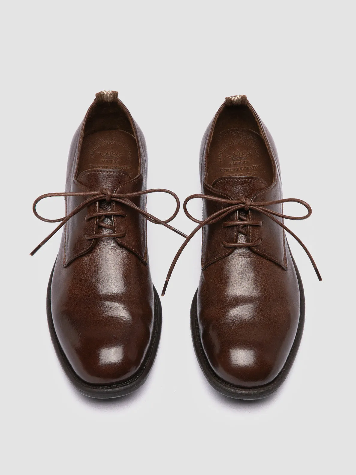 CALIXTE 068 - Brown Leather Derby Shoes