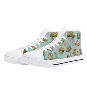 Canvas High Top Sneakers | Vintage Blue | Unique Onomatopoeia Print | Retro Comic style