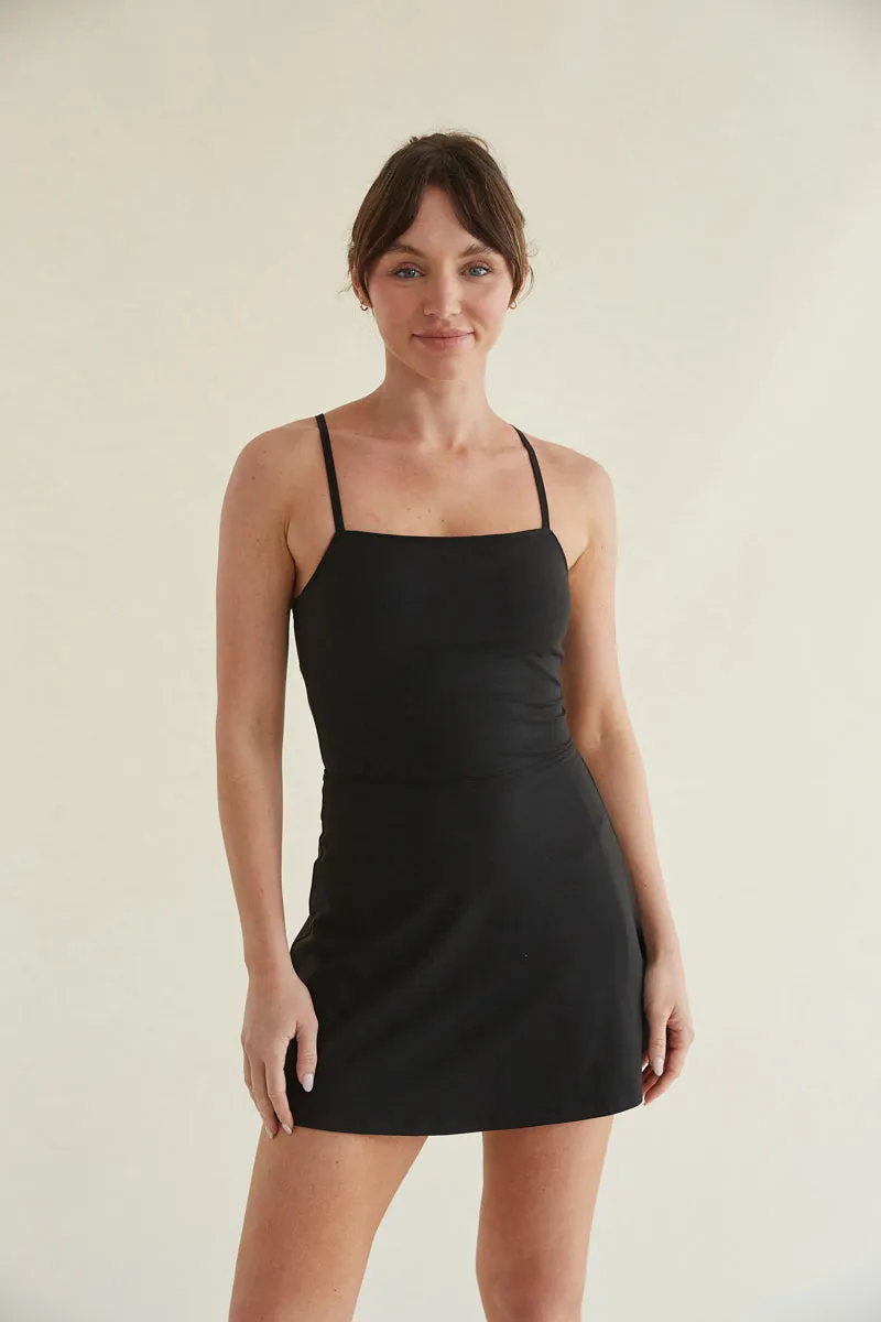 Carly Airbrush Tennis Dress in Black