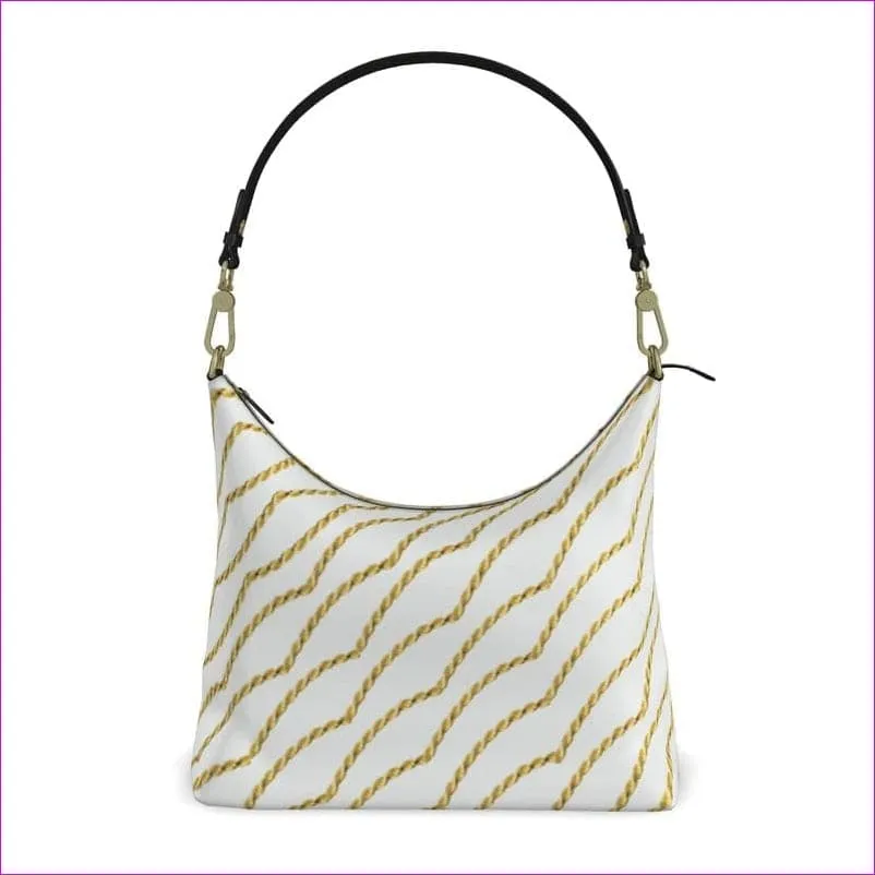 Chained Authentic White Leather Luxury Square Hobo Bag