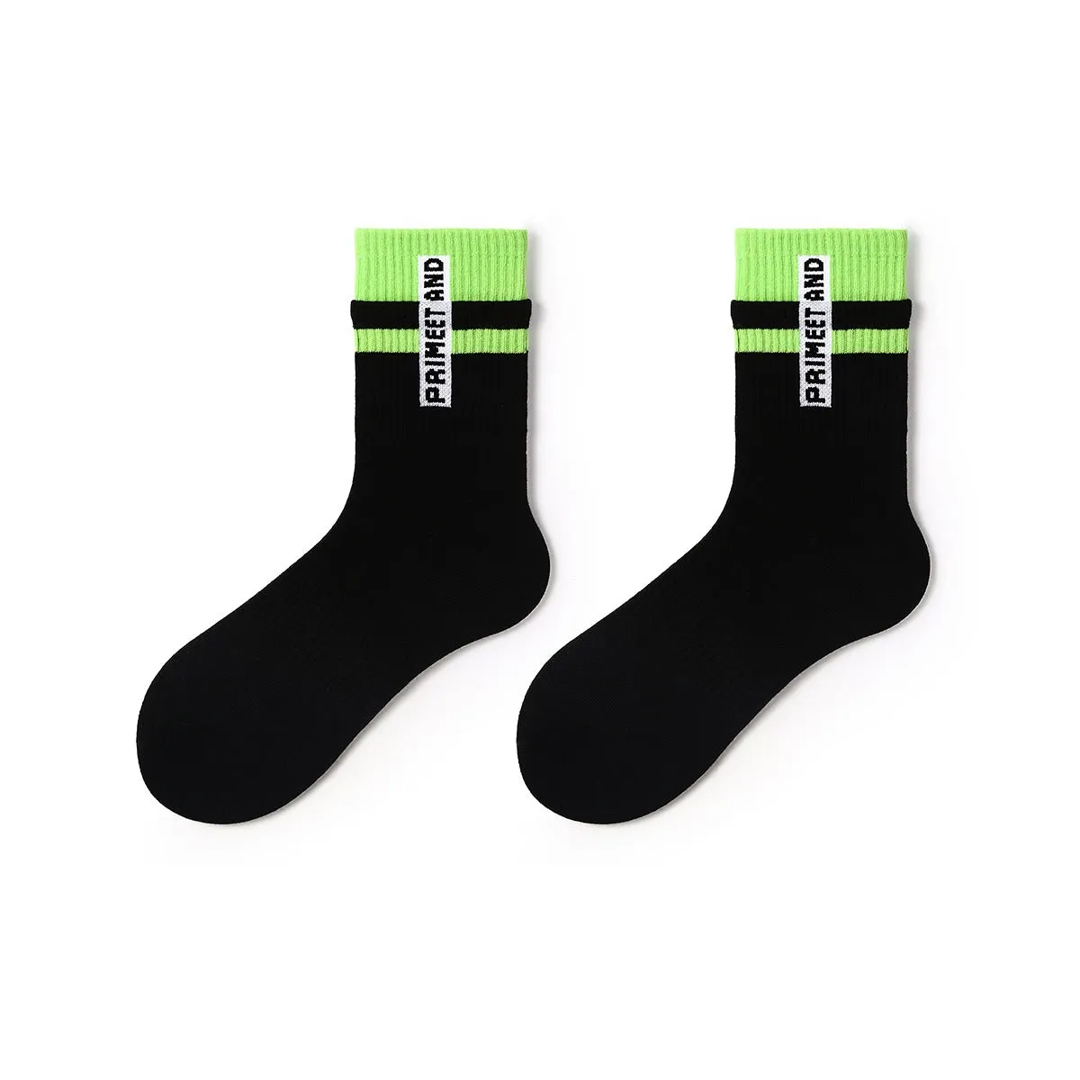 Color Contrast All-season Unisex 5pcs Crew Socks Set