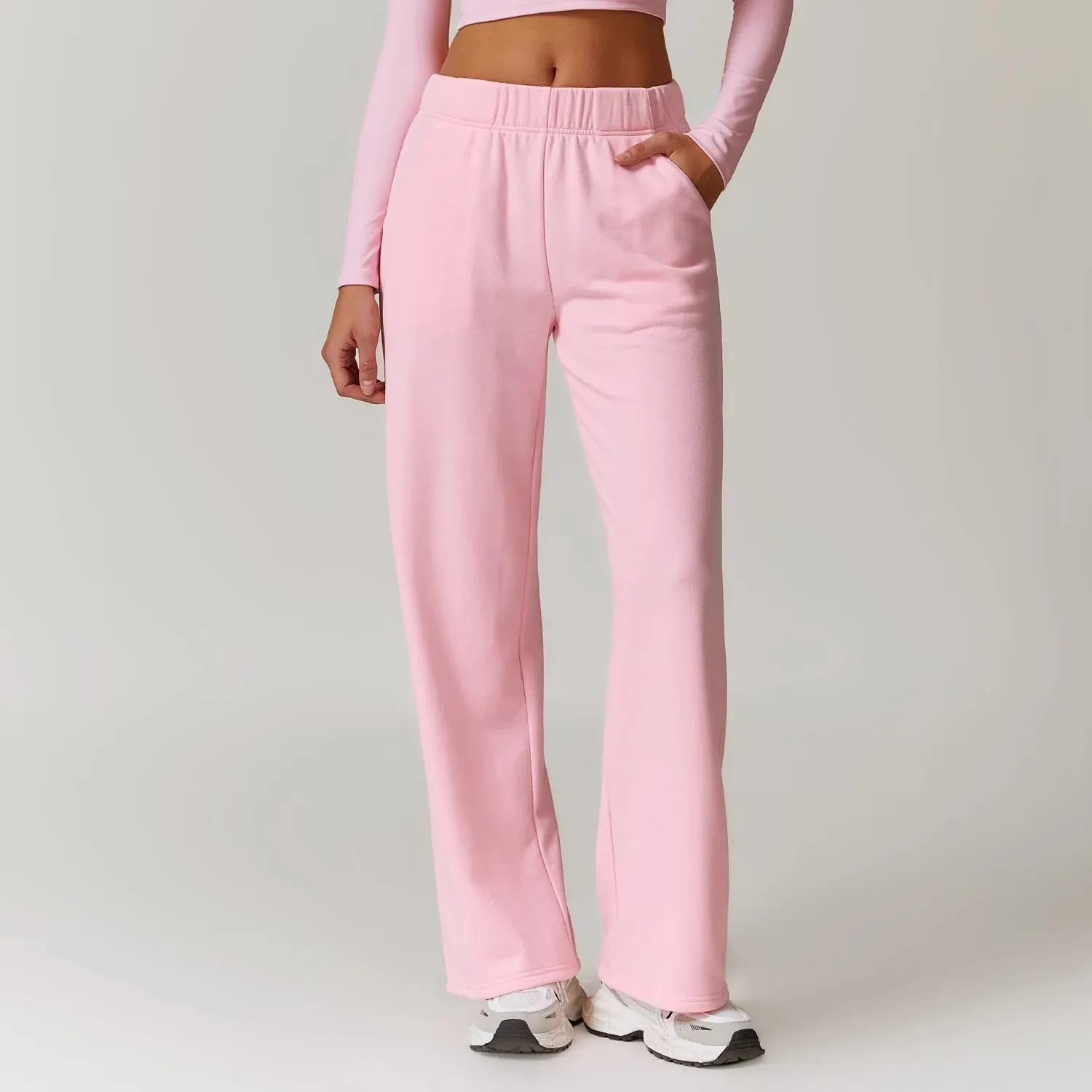 Cotton High Waist Loose Straight-Leg Joggers