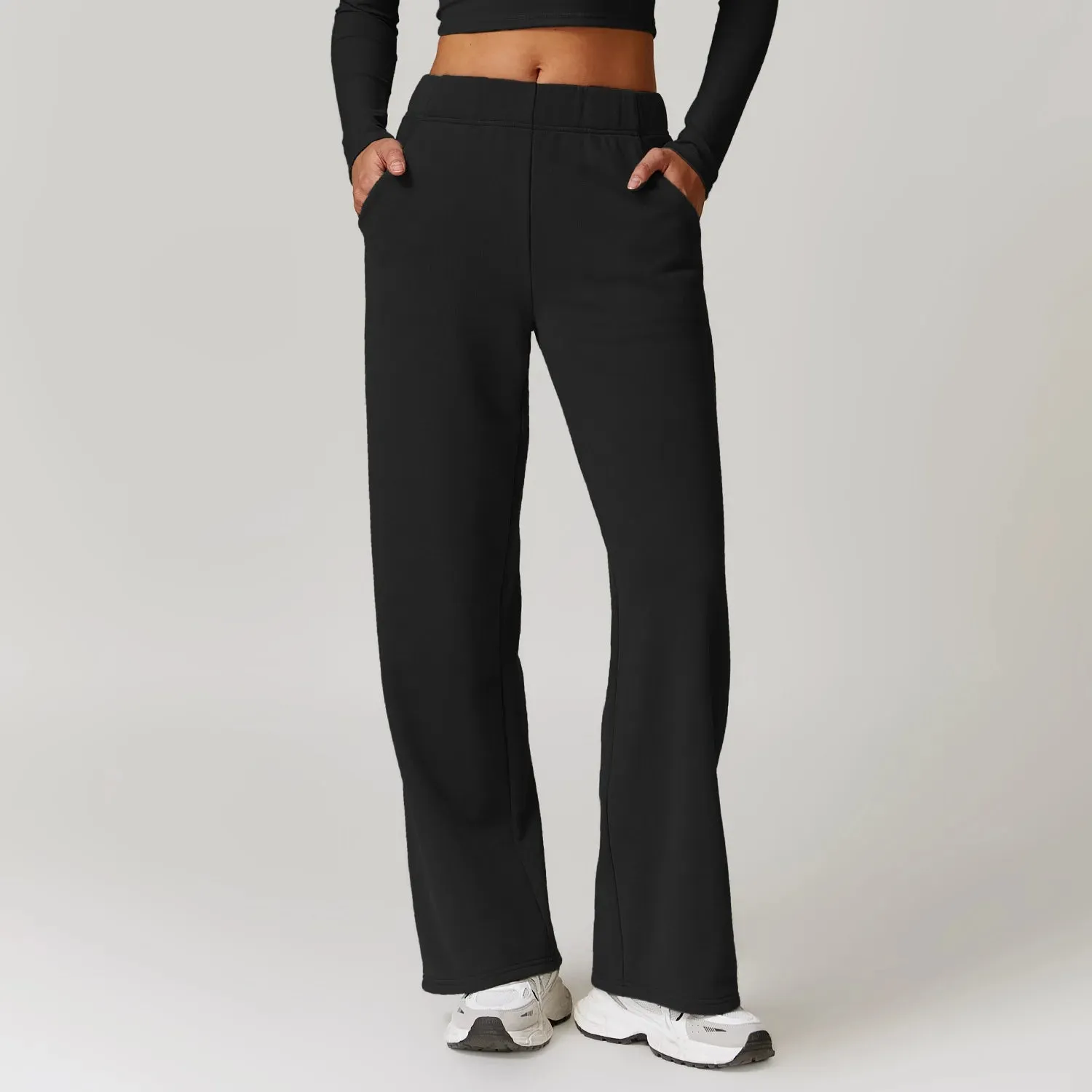 Cotton High Waist Loose Straight-Leg Joggers