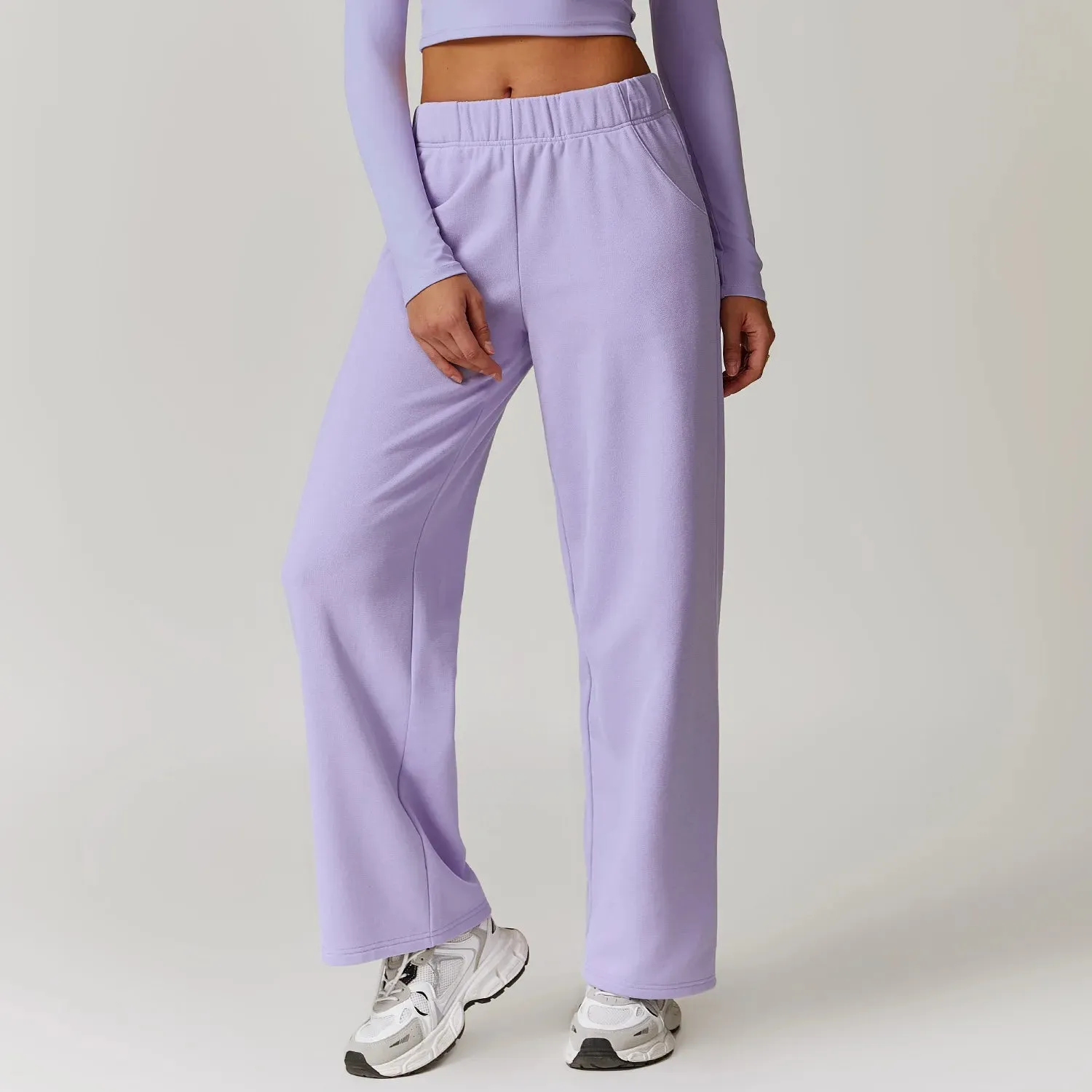 Cotton High Waist Loose Straight-Leg Joggers