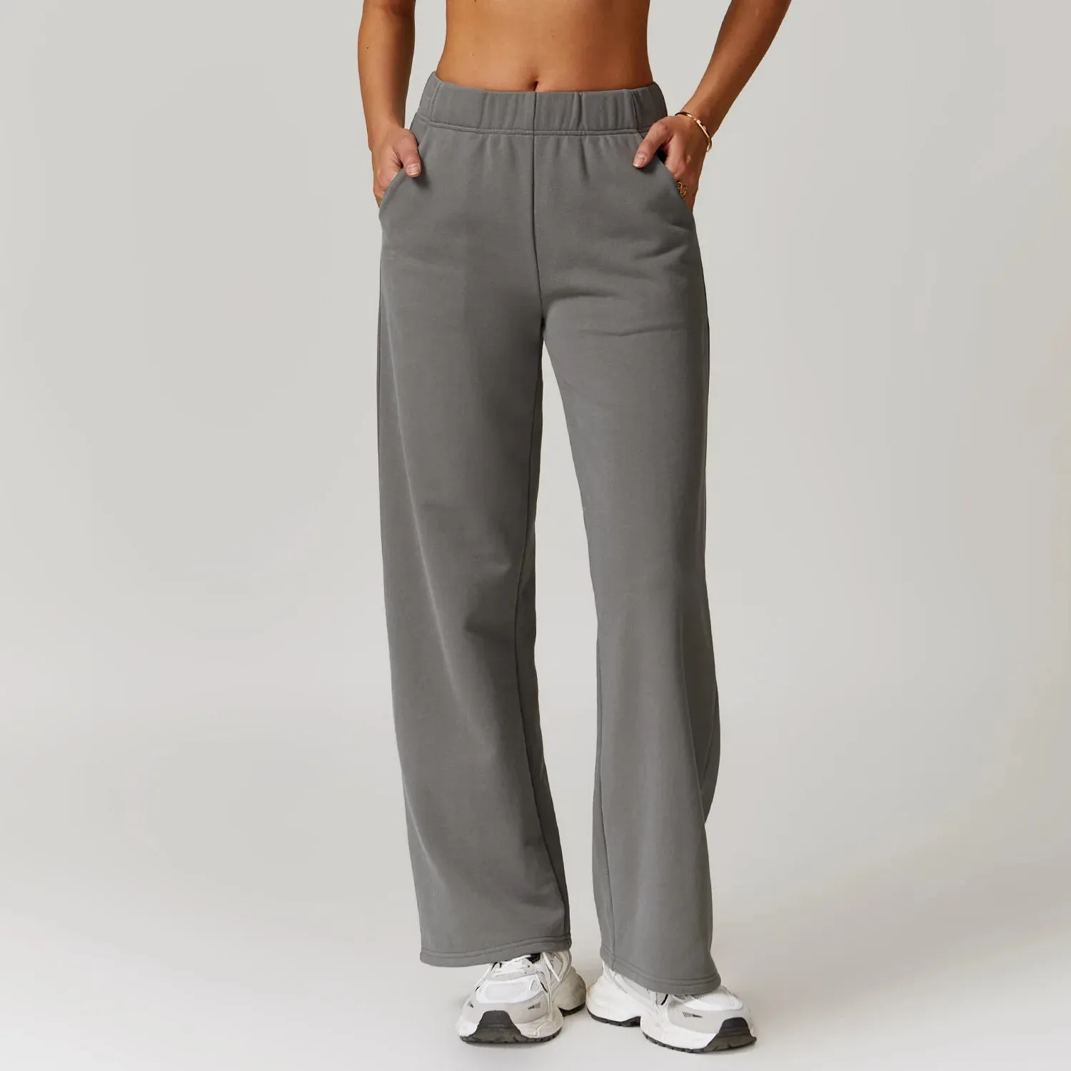 Cotton High Waist Loose Straight-Leg Joggers