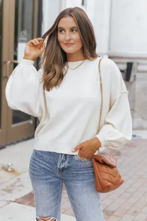 Cozy Long Dolman Sleeve Sweater - Cream - FINAL SALE