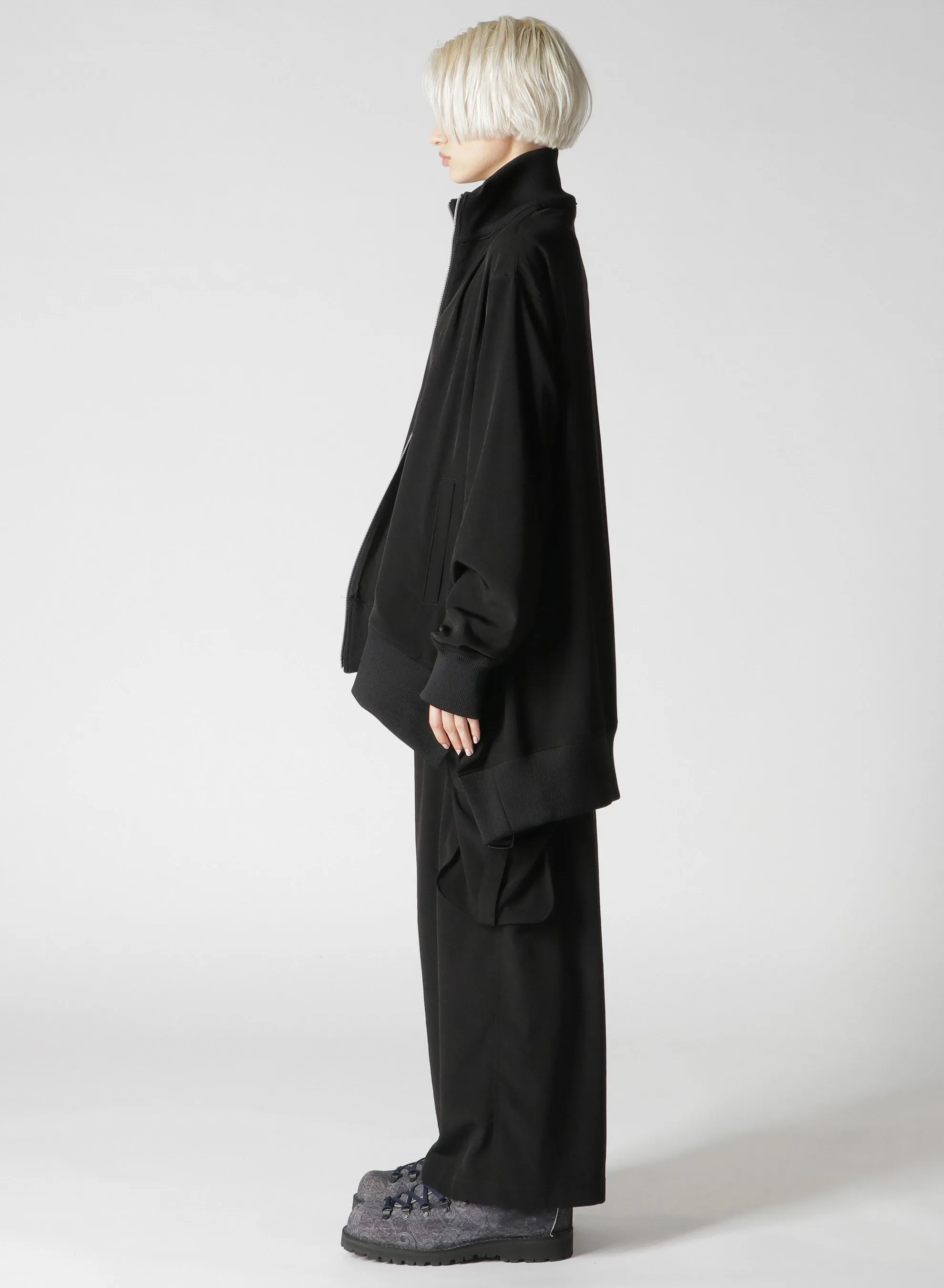 CREPE de CHINE CURVED HEMLINE TRACKSUIT JACKET