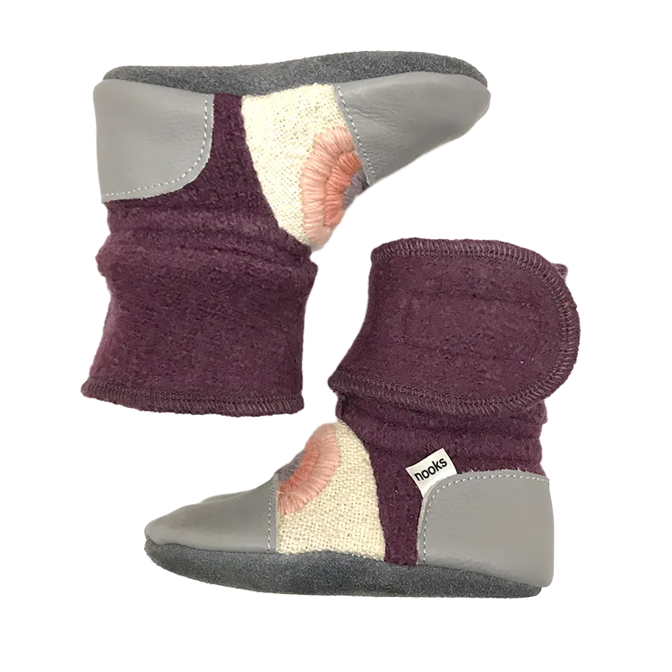 Dream On Embroidered Felted Wool Booties